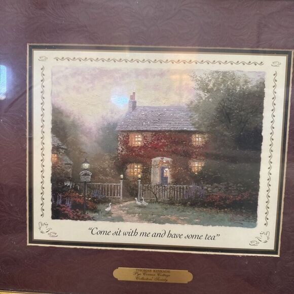 Thomas Kinkade Pye‎ Corner Cottage Framed 14.5" x 12.5" Canvas Accent Print COA - Picture 2 of 8